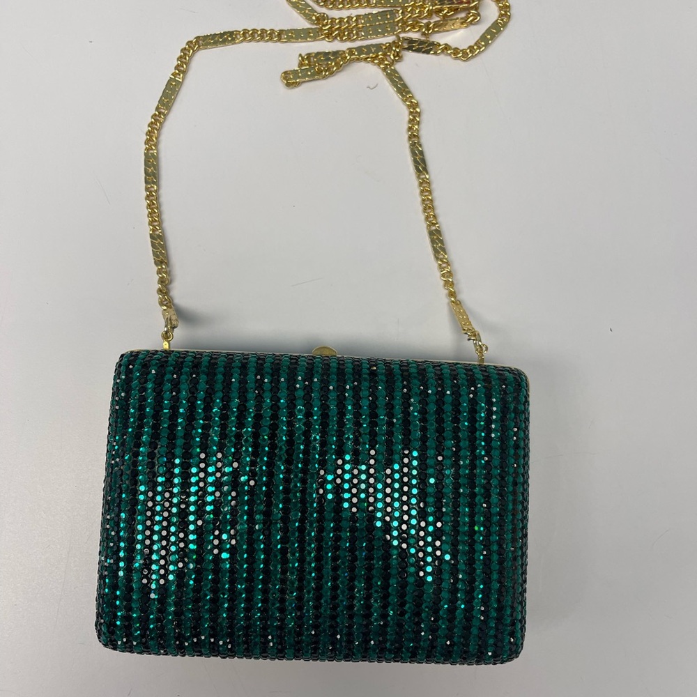 NEW GUCCI RARE authenticated Vintage green black crystal evening bag purse